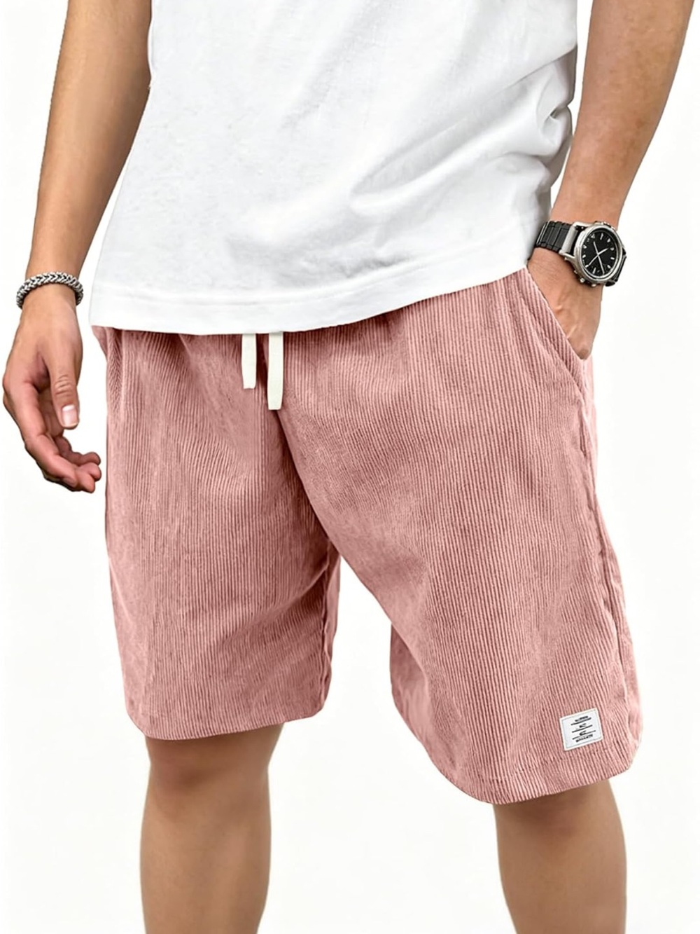 Men's Corduroy Drawstring Hybrid Shorts - Dusty Rose